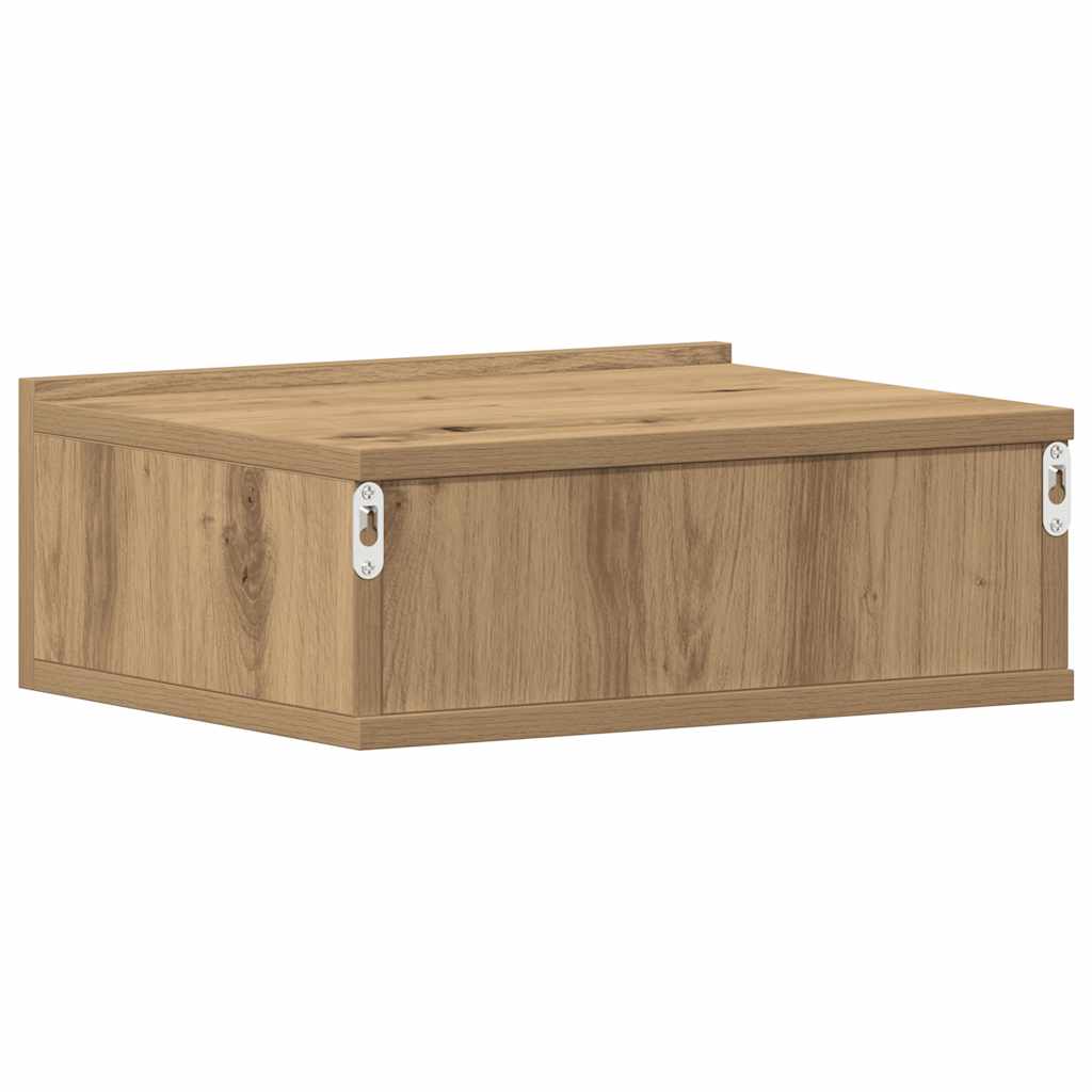 Tables de chevet suspendues, lot de 2, chêne artisanal, 40 x 32 x 15 cm