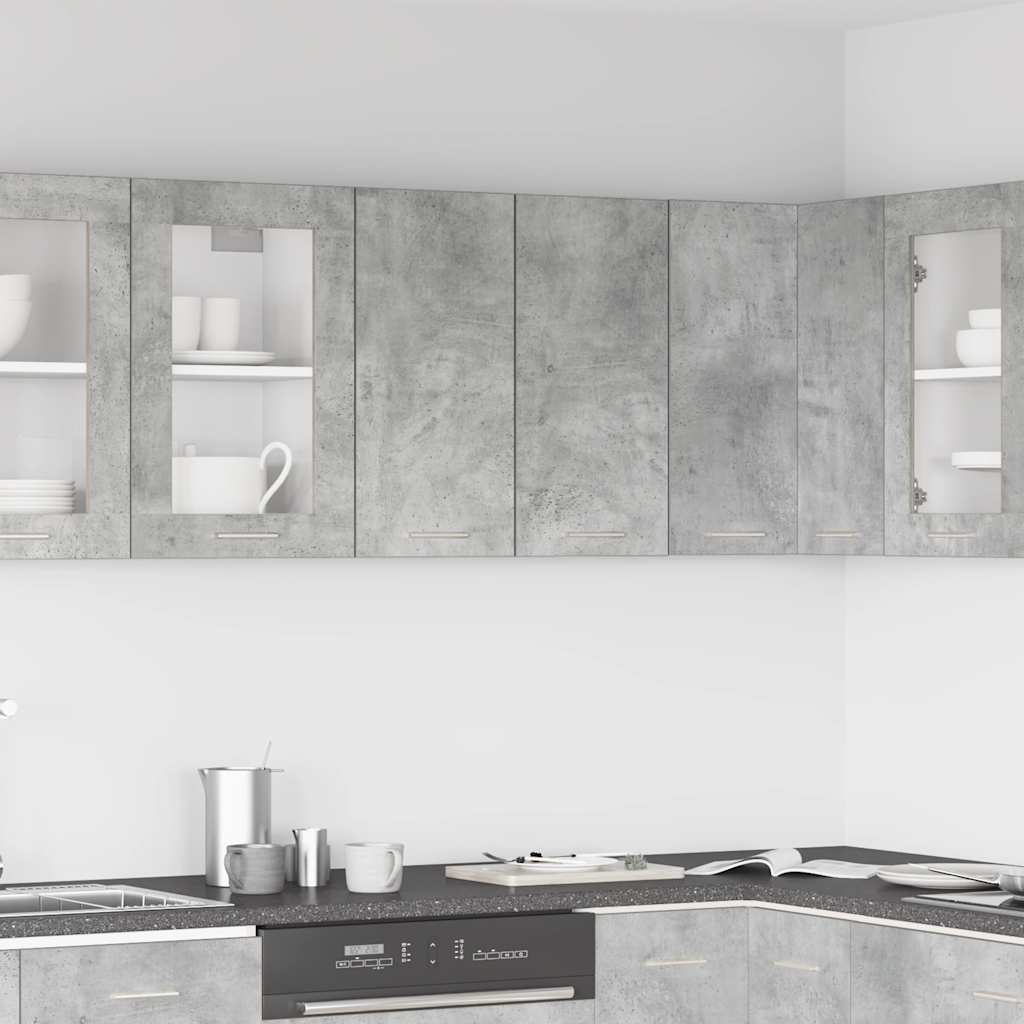 Meuble de cuisine mural gris béton 60x31x60 cm en bois