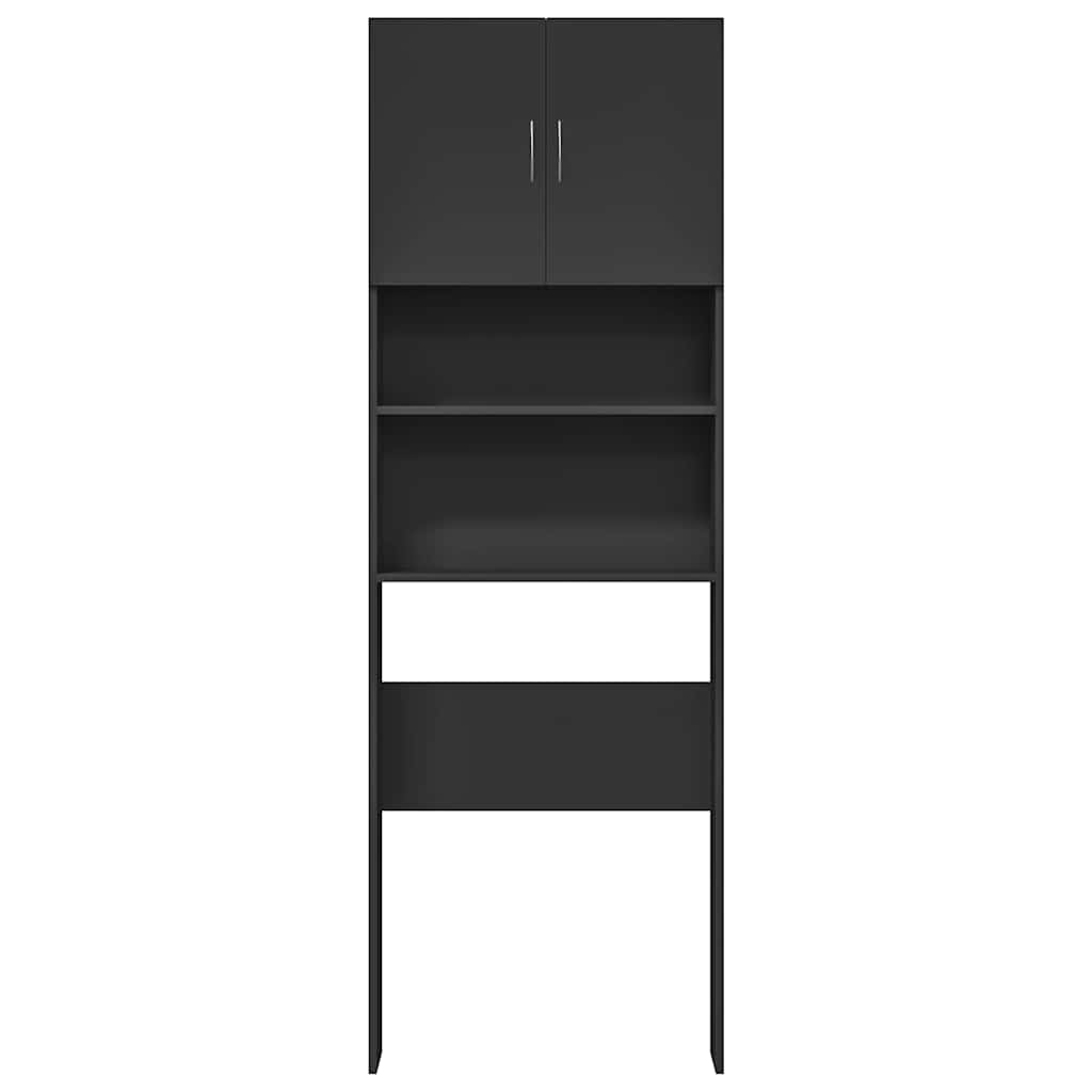 Meuble pour machine à laver noir 64x24x190 cm en matériau à base de bois