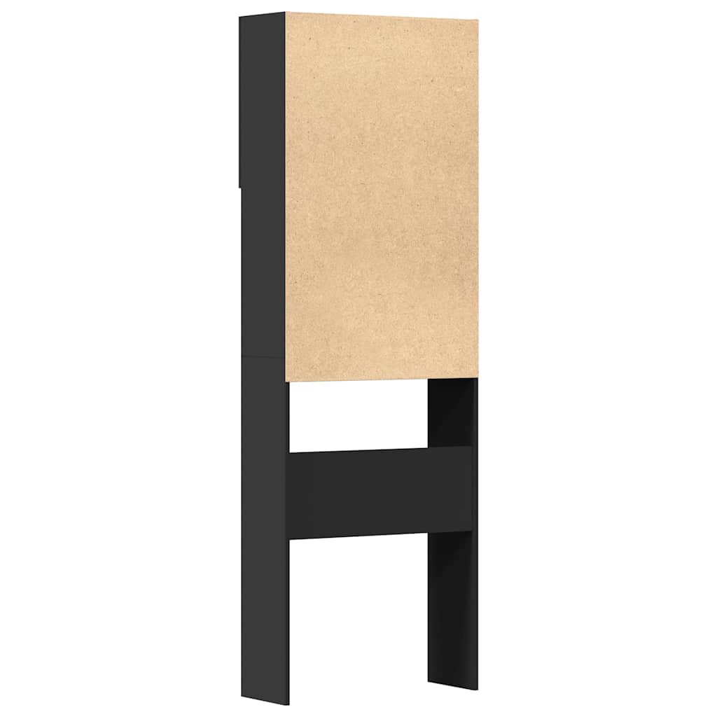 Meuble pour machine à laver noir 64x24x190 cm en matériau à base de bois