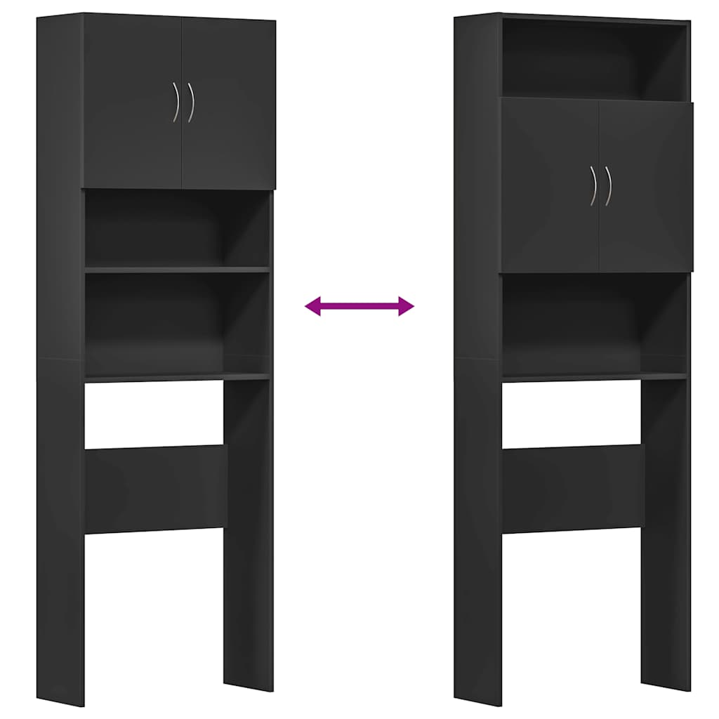 Meuble pour machine à laver noir 64x24x190 cm en matériau à base de bois