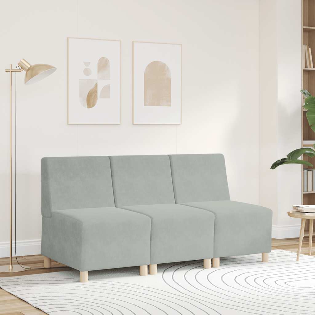 Armchair light grey 55 cm velvet