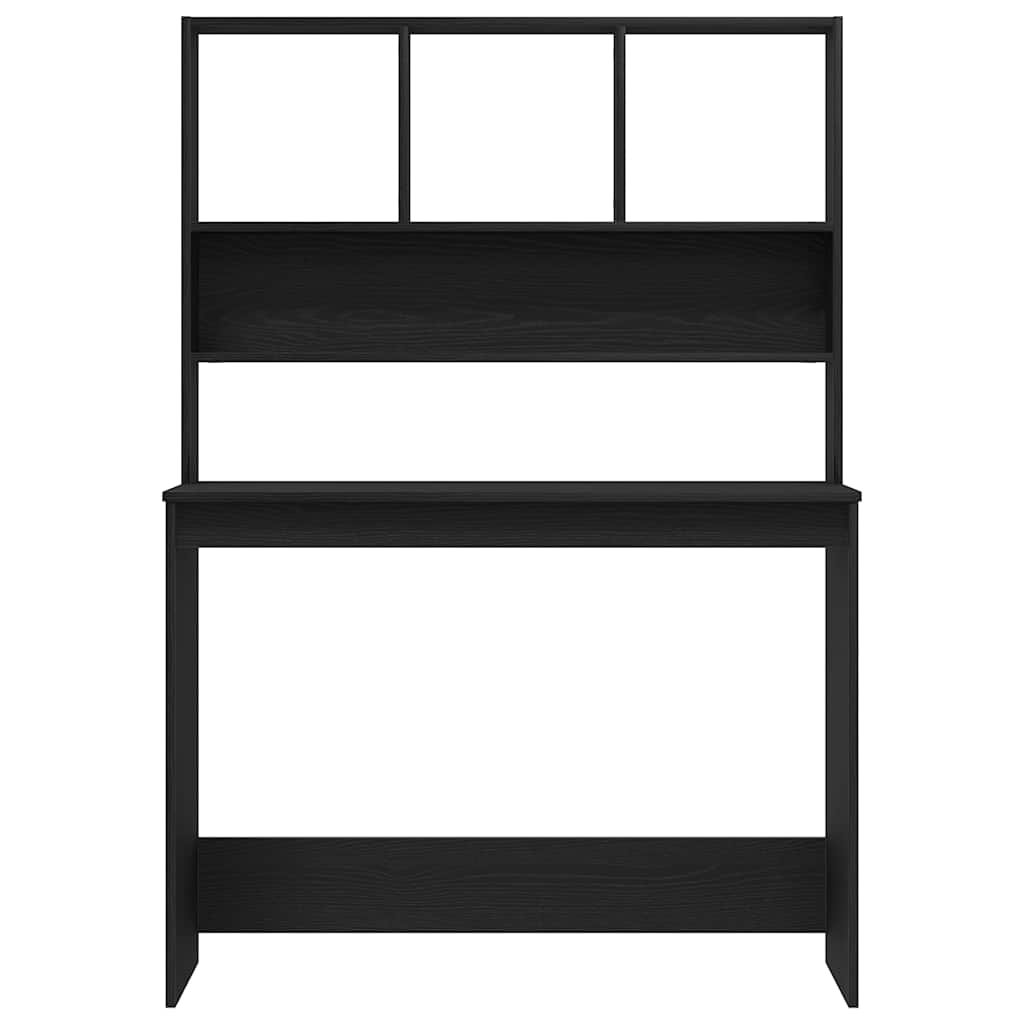Bureau avec étagères aspect chêne noir 102x45x148 cm