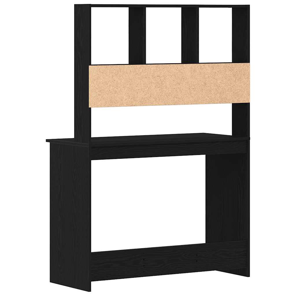 Bureau avec étagères aspect chêne noir 102x45x148 cm