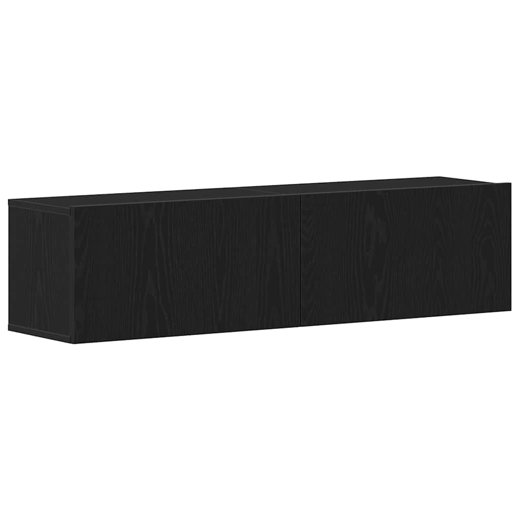 Meuble TV aspect chêne noir 120x30x30,5 cm matériau à base de bois
