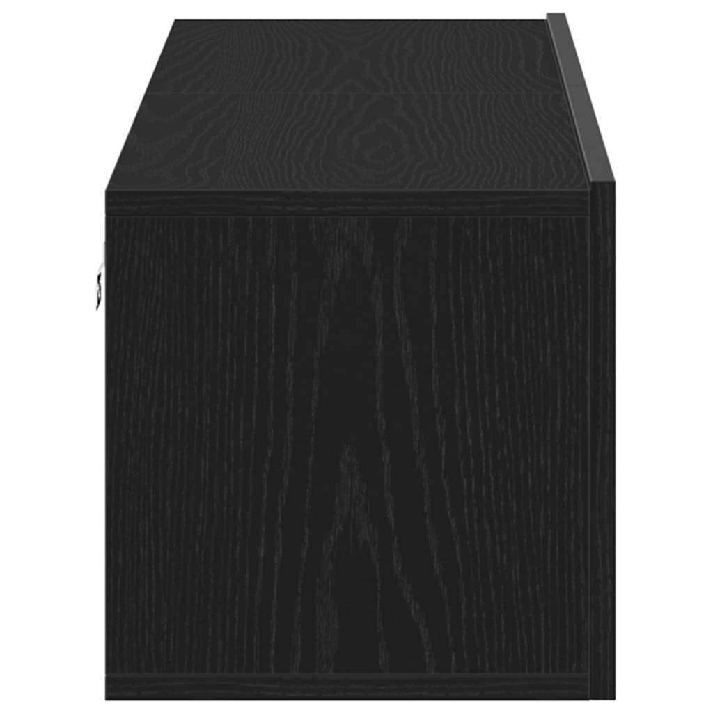 Meuble TV aspect chêne noir 120x30x30,5 cm matériau à base de bois