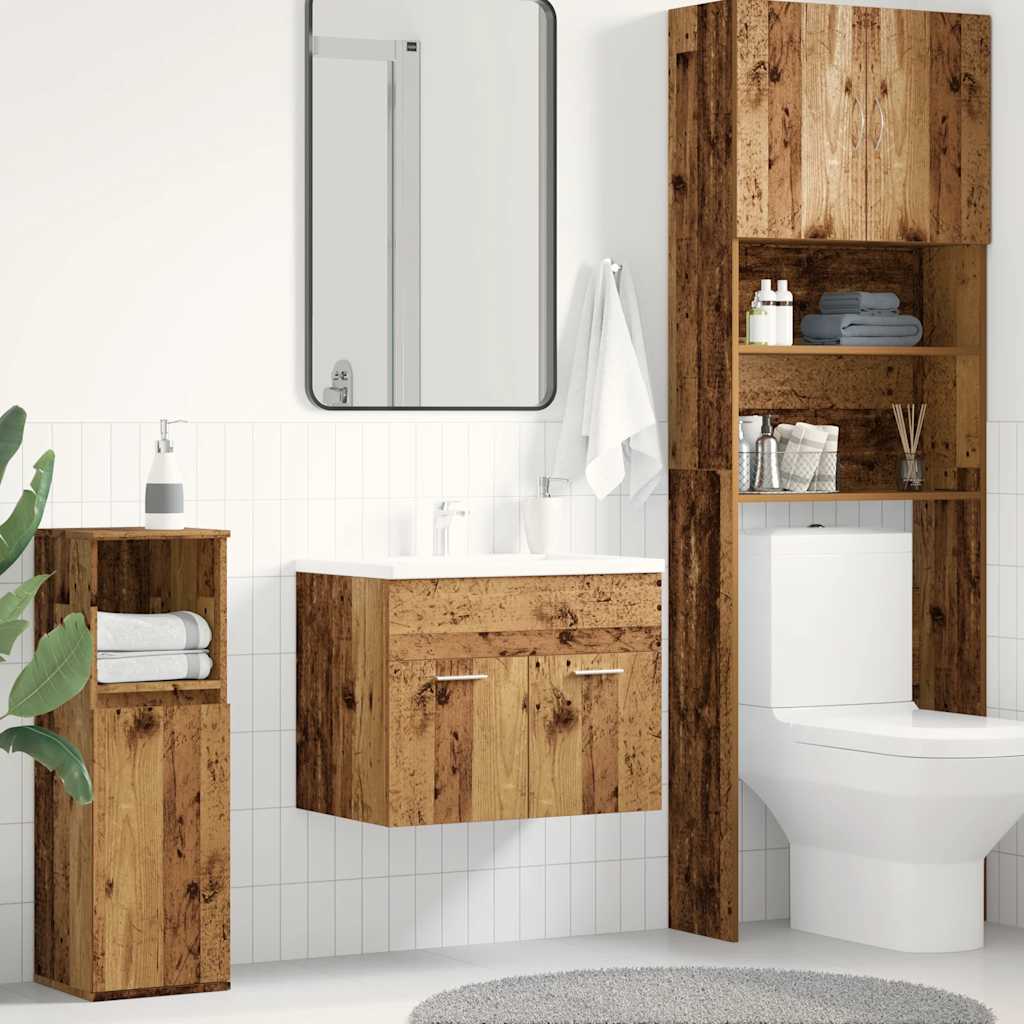 Meuble sous vasque aspect bois ancien 60x38,5x46 cm