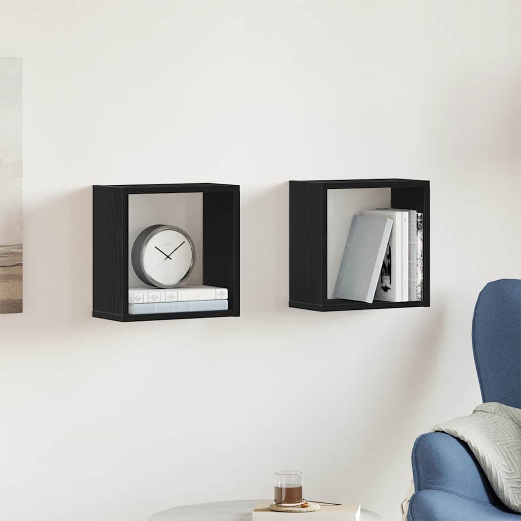 Cube wall shelves 2 pcs. Black oak look 30x15x30 cm