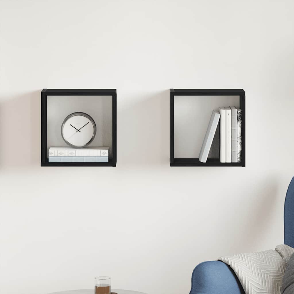 Cube wall shelves 2 pcs. Black oak look 30x15x30 cm