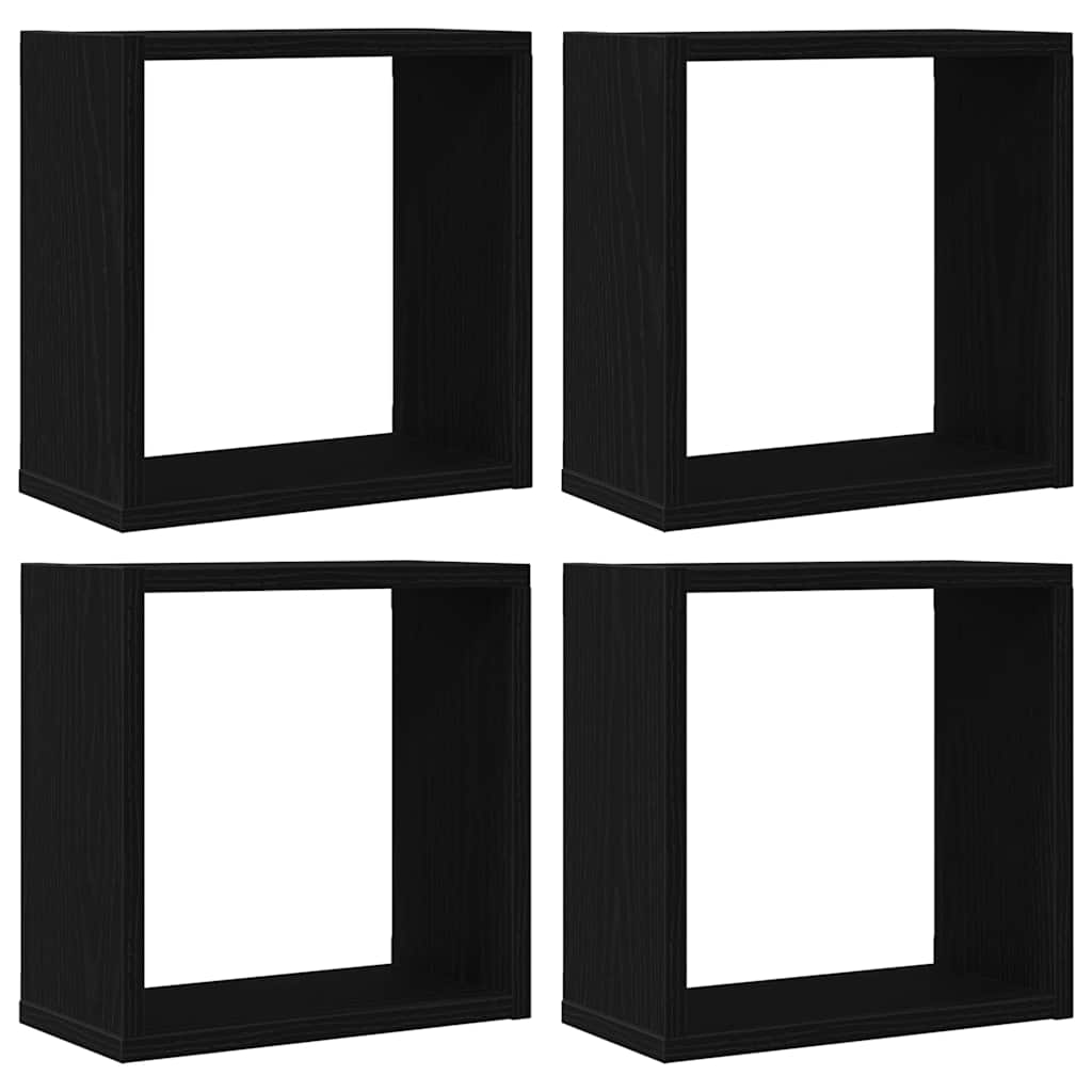 Cube wall shelves 4 pcs. Black oak look 30x15x30 cm