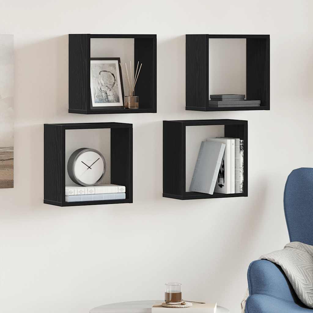 Cube wall shelves 4 pcs. Black oak look 30x15x30 cm