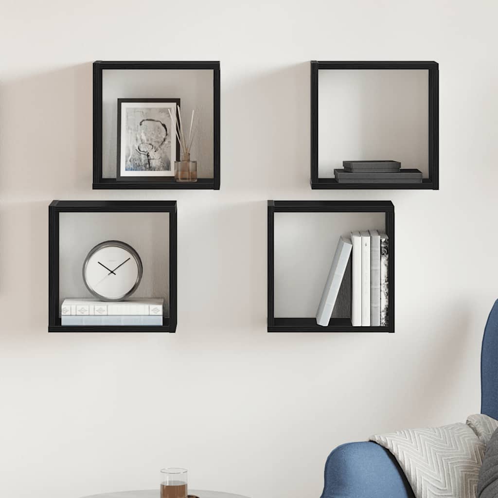 Cube wall shelves 4 pcs. Black oak look 30x15x30 cm