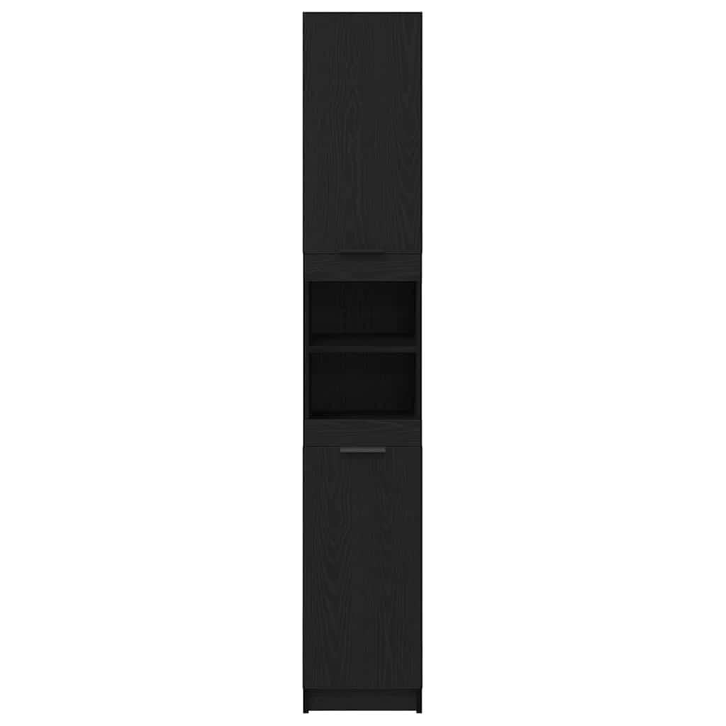 Badezimmer Schrank mit Regal Schwarze Eiche 32 x 34 x 188,5 cm
