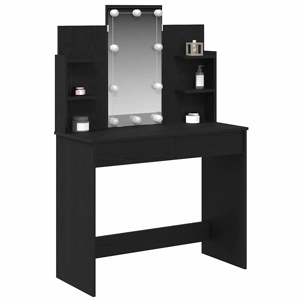 Schminktisch mit Regal Schwarz Eichen-Optik 96 x 40 x 142 cm