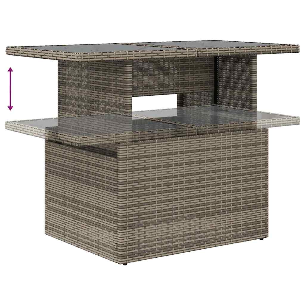 5tlg. Garten-Sofagarnitur mit Kissen Grau Poly Rattan Akazie