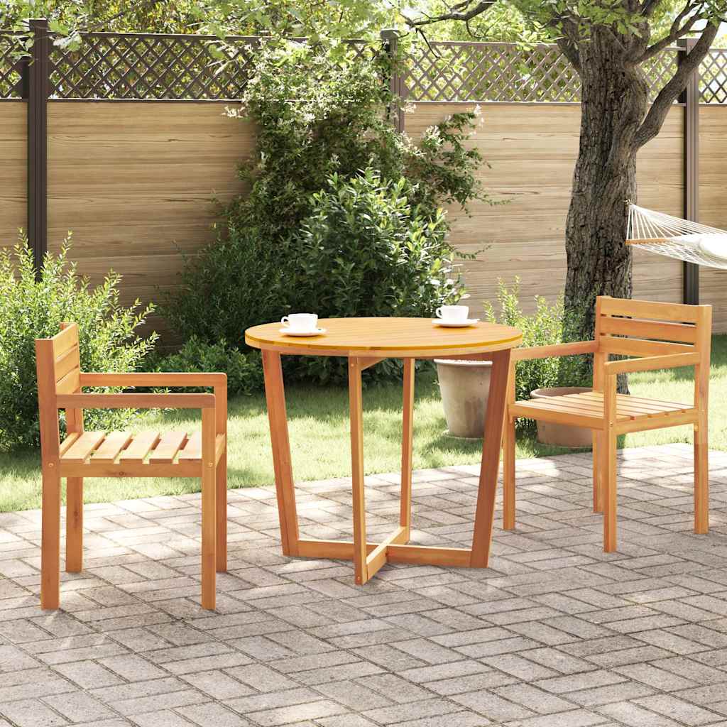 Table à manger de jardin ronde Ø90x75 cm en bois d'acacia massif