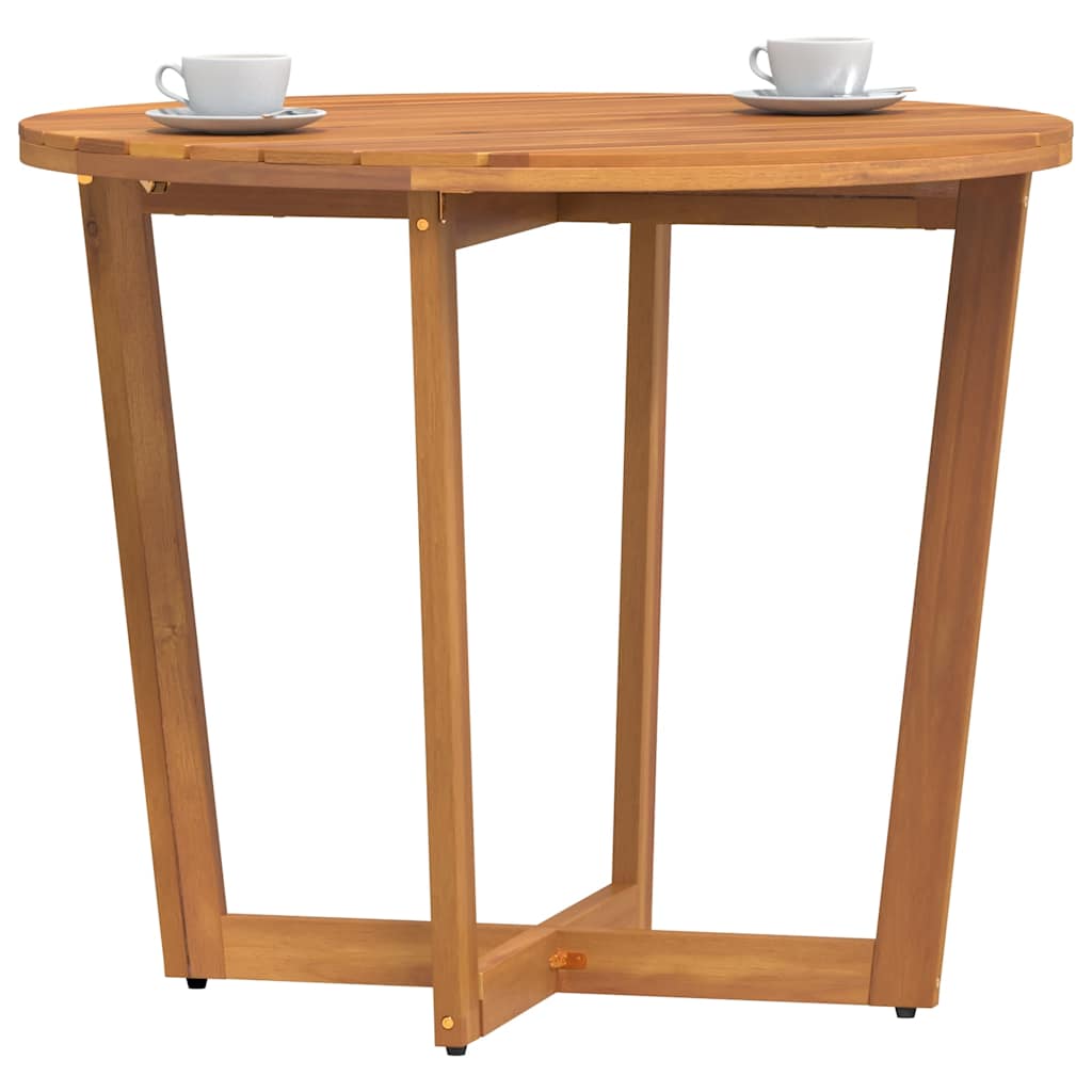 Table à manger de jardin ronde Ø90x75 cm en bois d'acacia massif