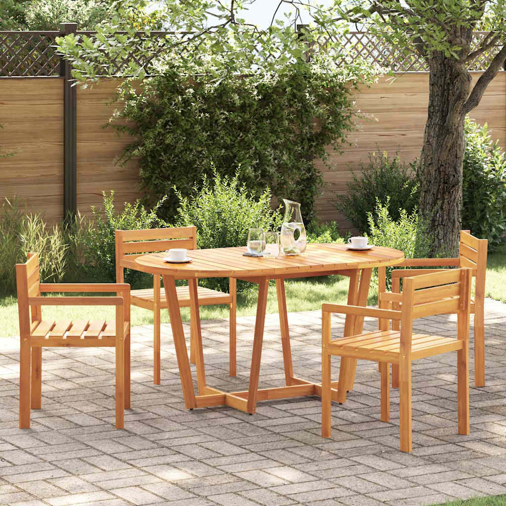 Table à manger de jardin ovale 150x90x75 cm en bois d'acacia massif