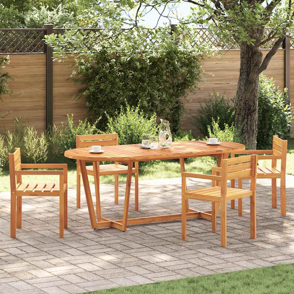 Table à manger de jardin ovale 200x90x75 cm en bois d'acacia massif