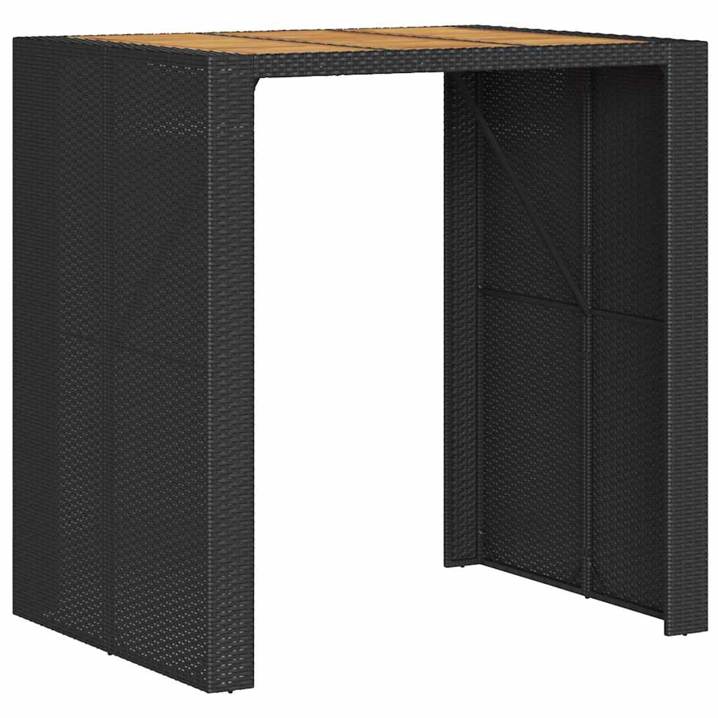 5-tlg. Gartenbar-Set mit Kissen Schwarz Poly Rattan Akazie