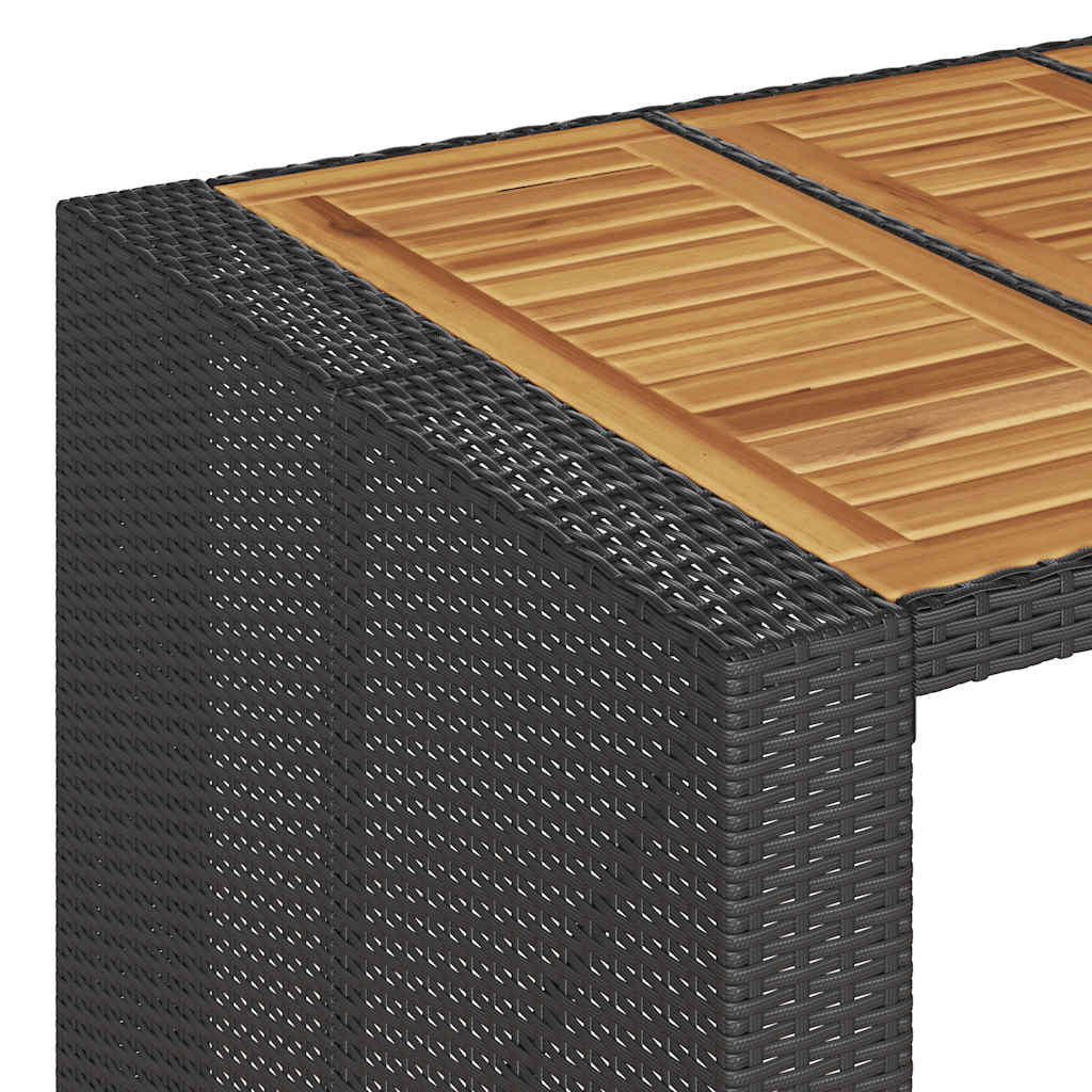 5-tlg. Gartenbar-Set mit Kissen Schwarz Poly Rattan Akazie