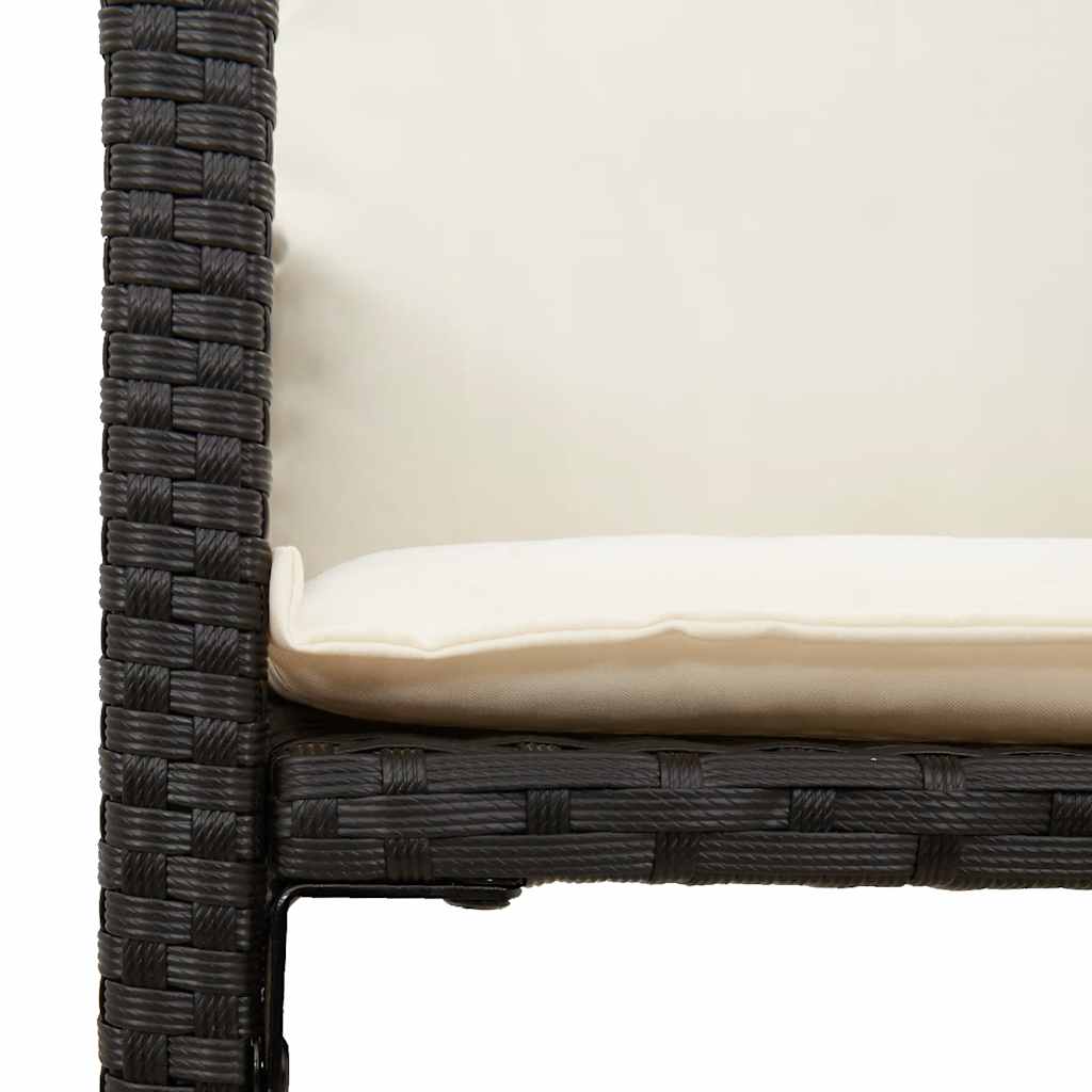 5-tlg. Gartenbar-Set mit Kissen Schwarz Poly Rattan Akazie