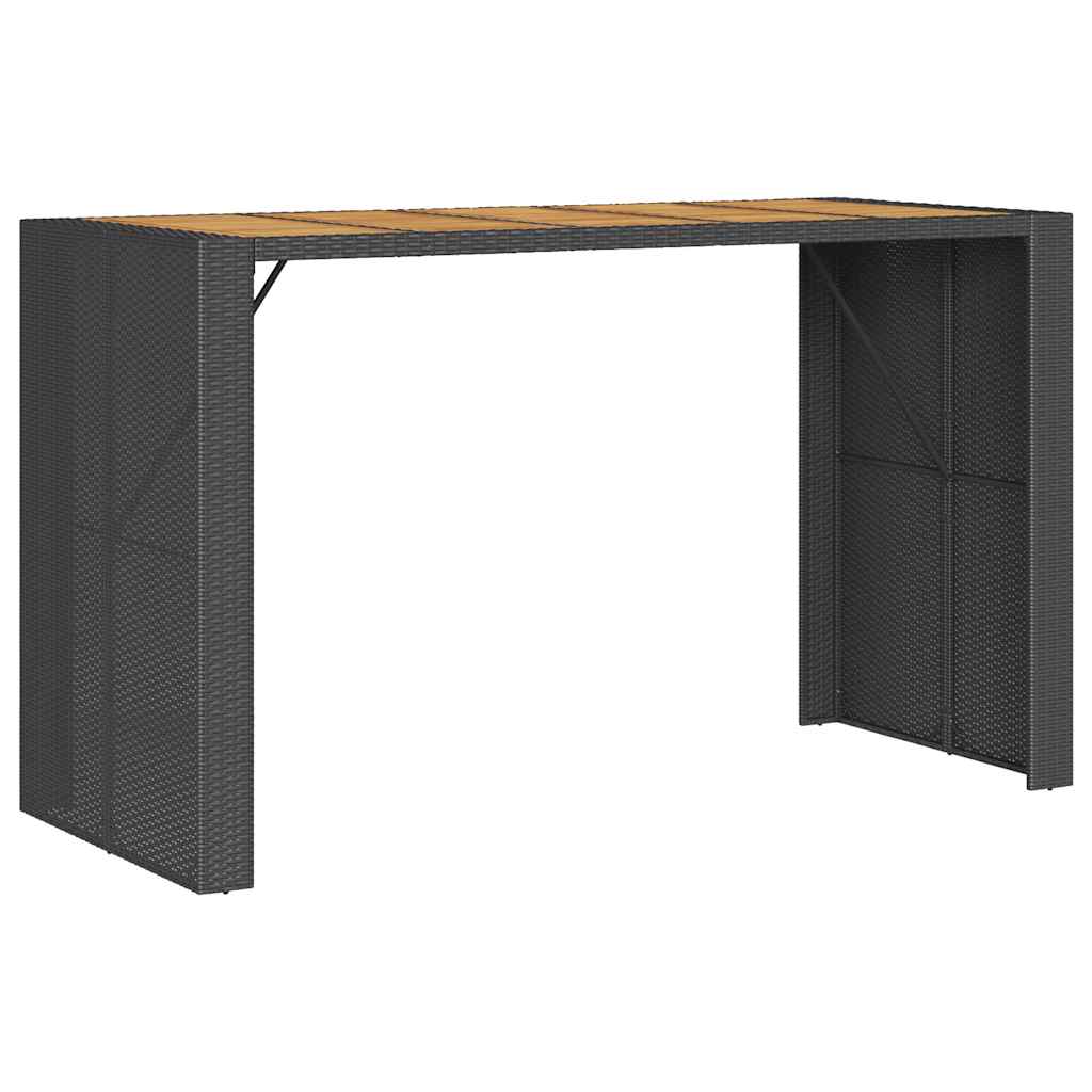 5-tlg. Gartenbar-Set mit Kissen Schwarz Poly Rattan Akazie