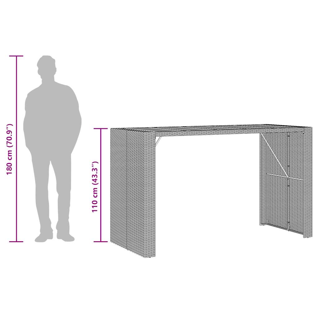 5-tlg. Gartenbar-Set mit Kissen Schwarz Poly Rattan Akazie