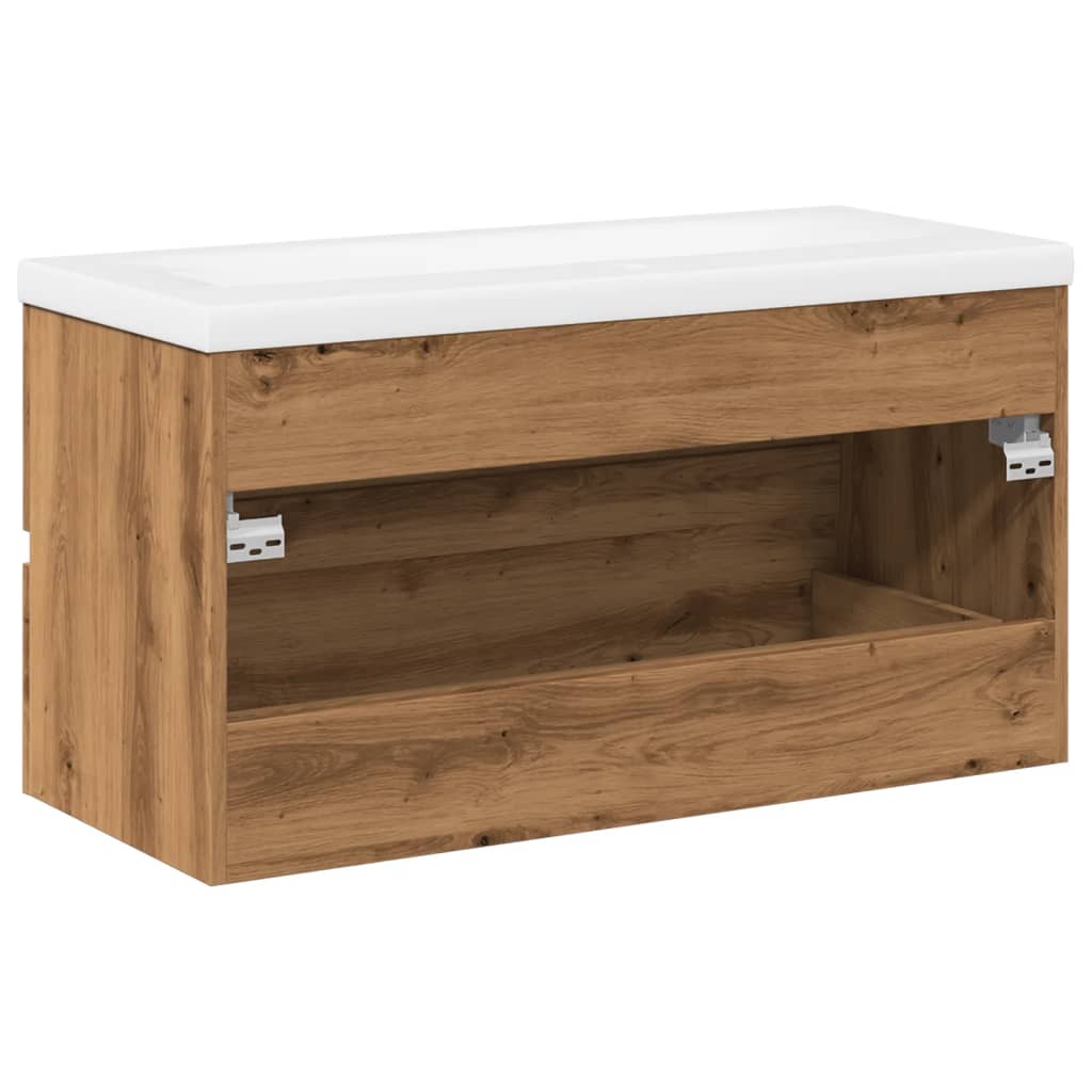 Waschbeckenunterschrank mit Einbaubecken Artisan-Eiche