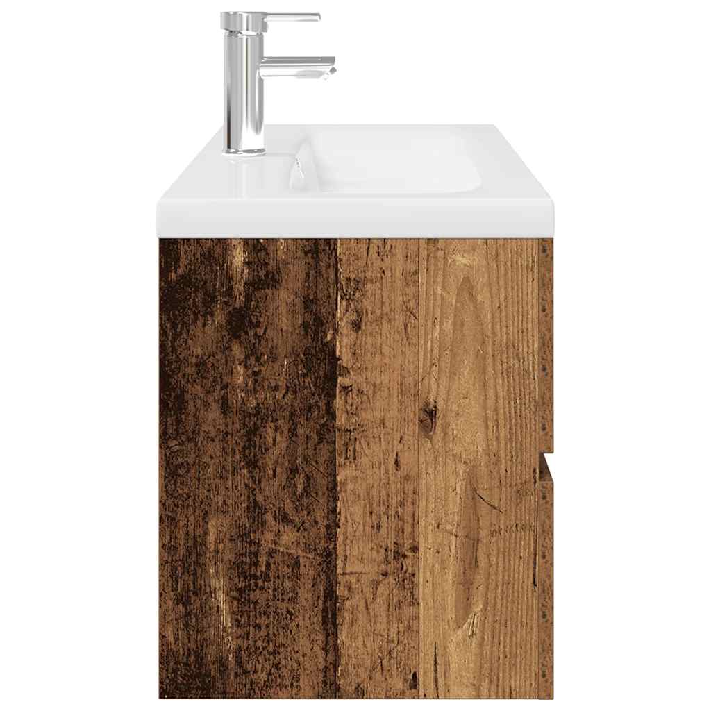 Vanity unit with built-in basin and faucet