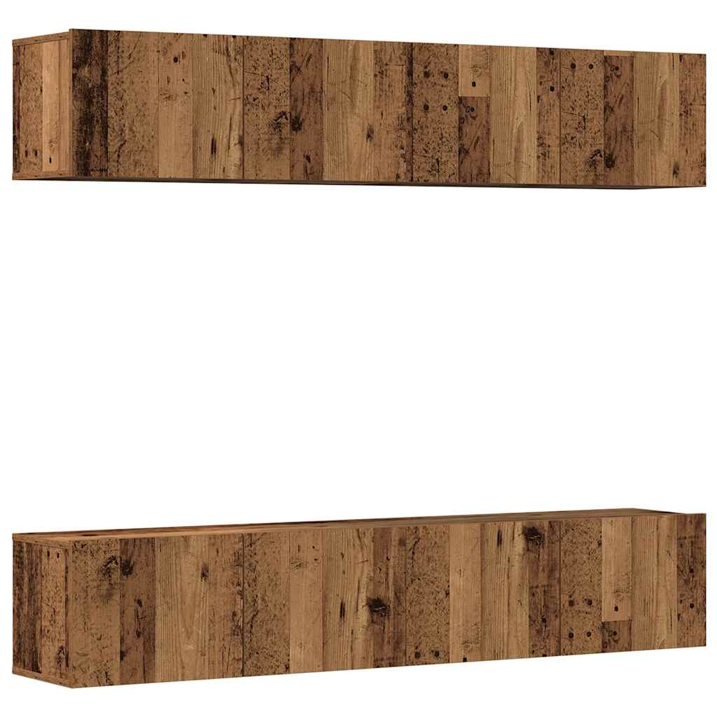 TV wall cabinets 4 pcs. Old wood look wood material