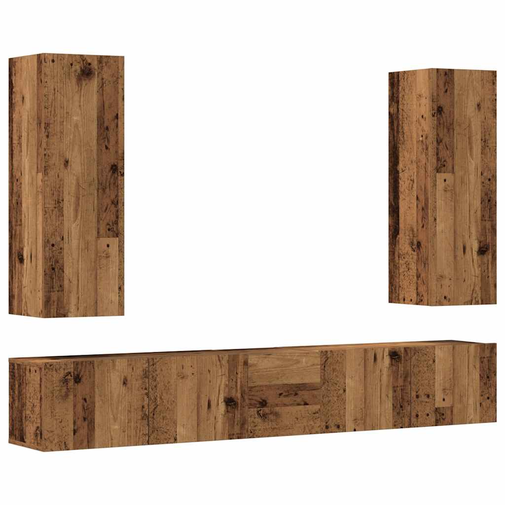 TV wall cabinets 5 pcs. Old wood look wood material