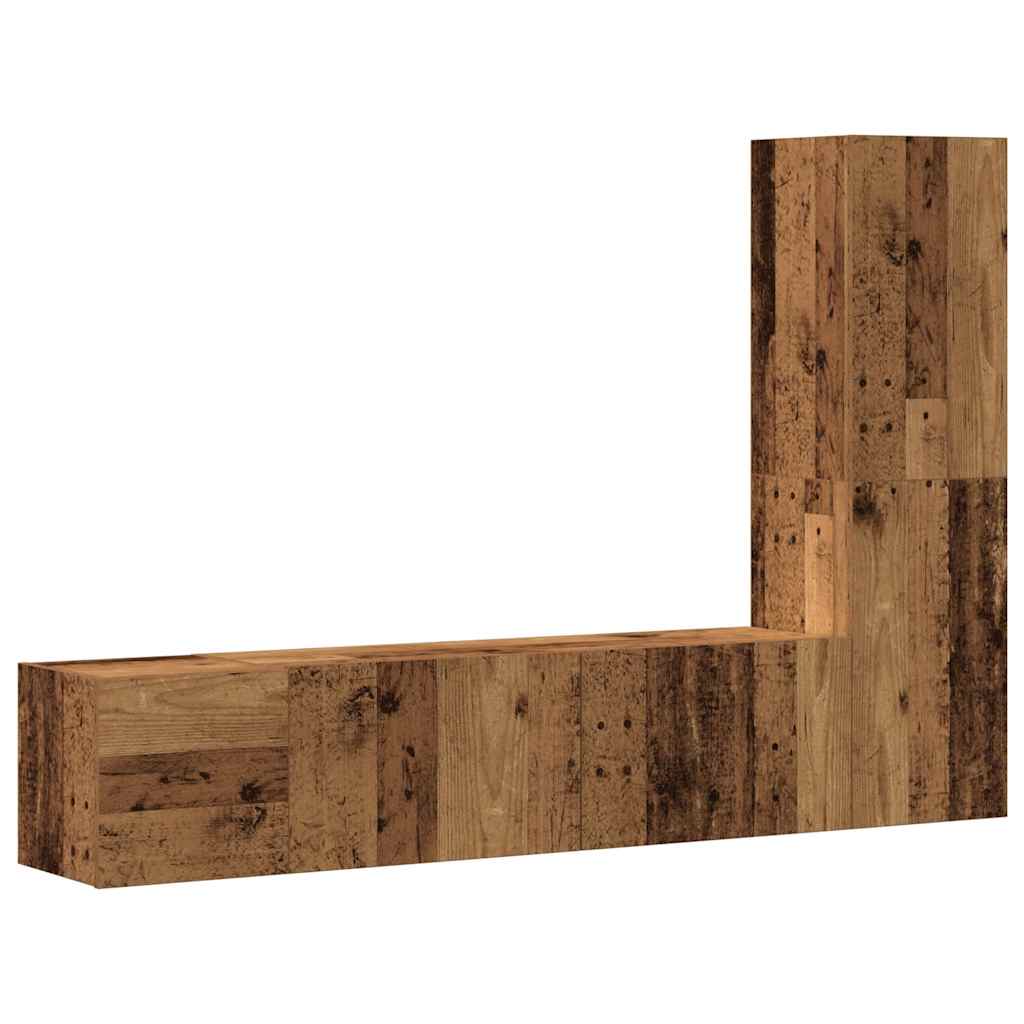 TV wall cabinets 3 pcs. Old wood look wood material