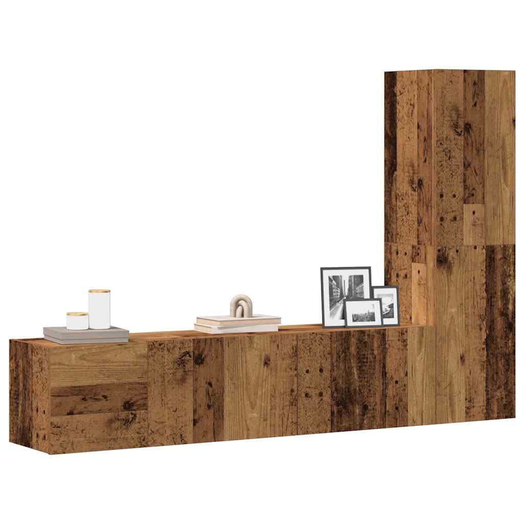 TV wall cabinets 3 pcs. Old wood look wood material
