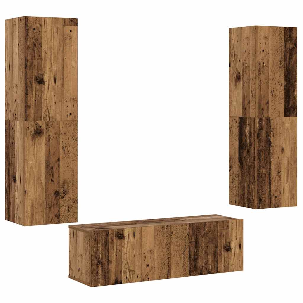 TV wall cabinets 3 pcs. Old wood look wood material