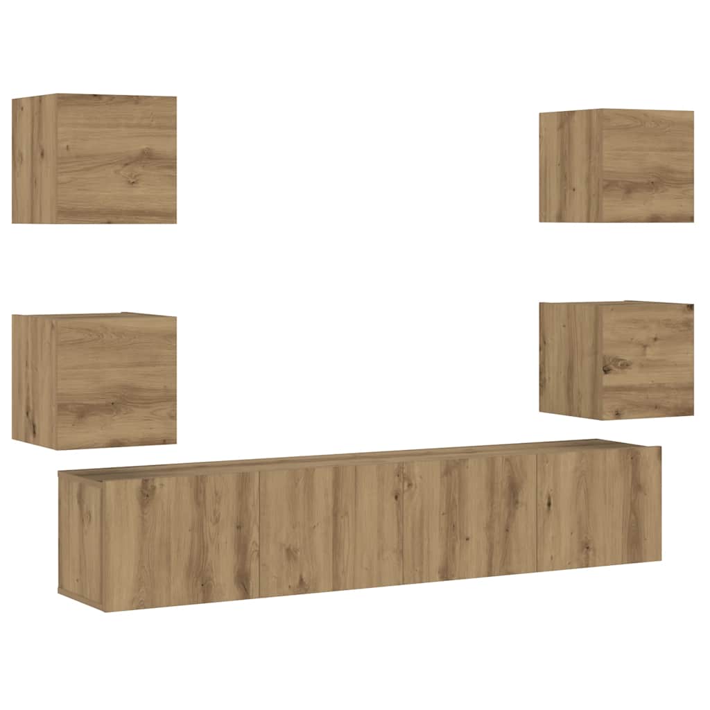 TV-Wandschränke 6 Stk. Artisan-Eiche Holzwerkstoff