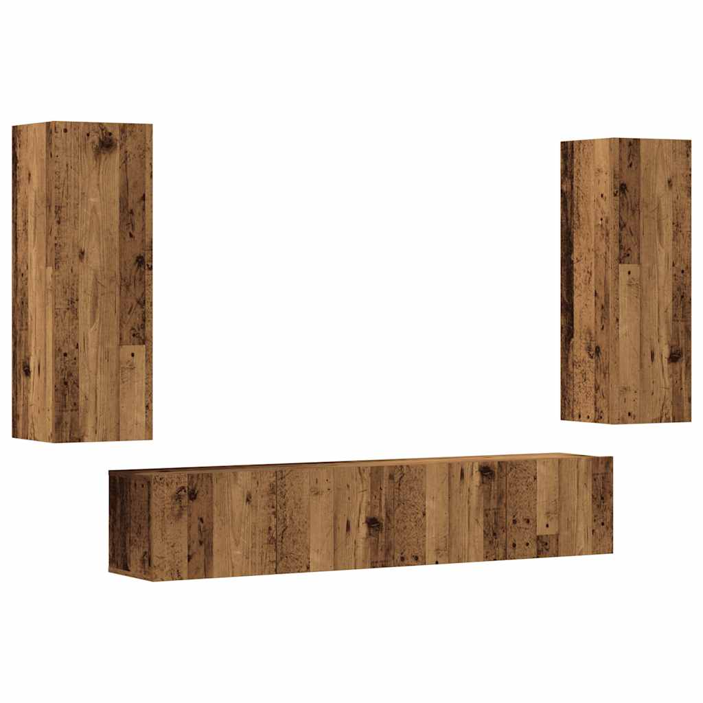 TV wall cabinets 4 pcs. Old wood look wood material