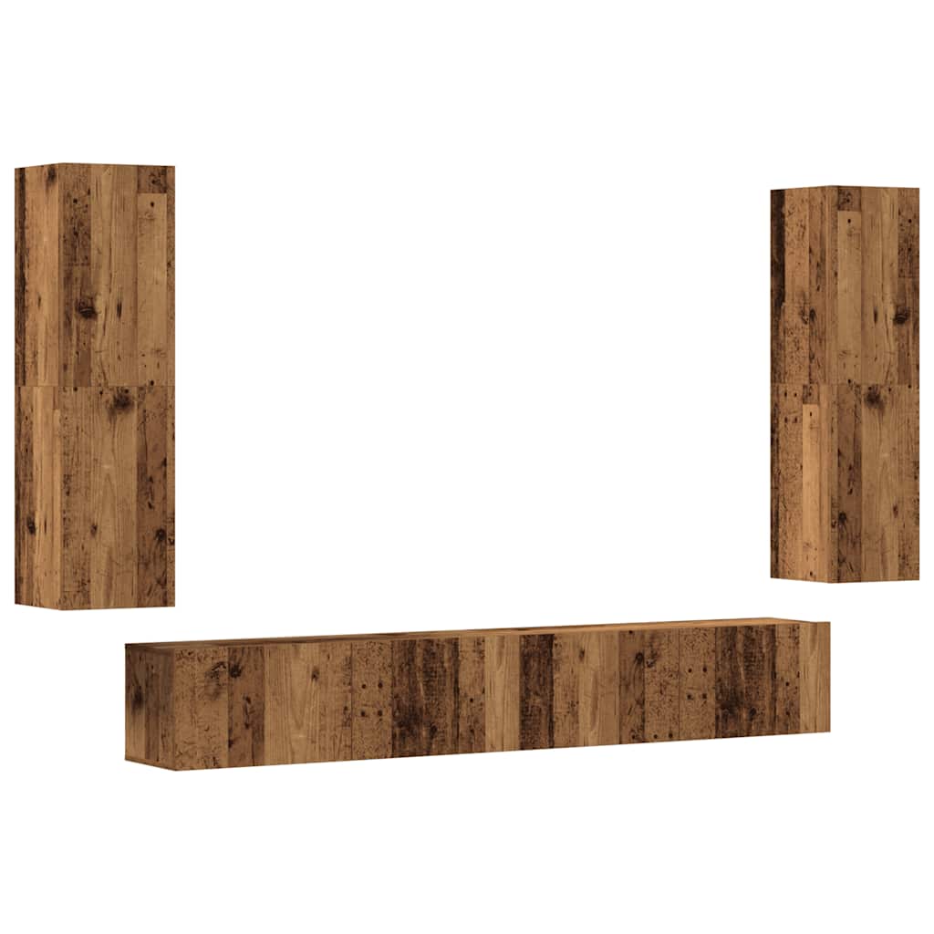 TV wall cabinets 4 pcs. Old wood look wood material