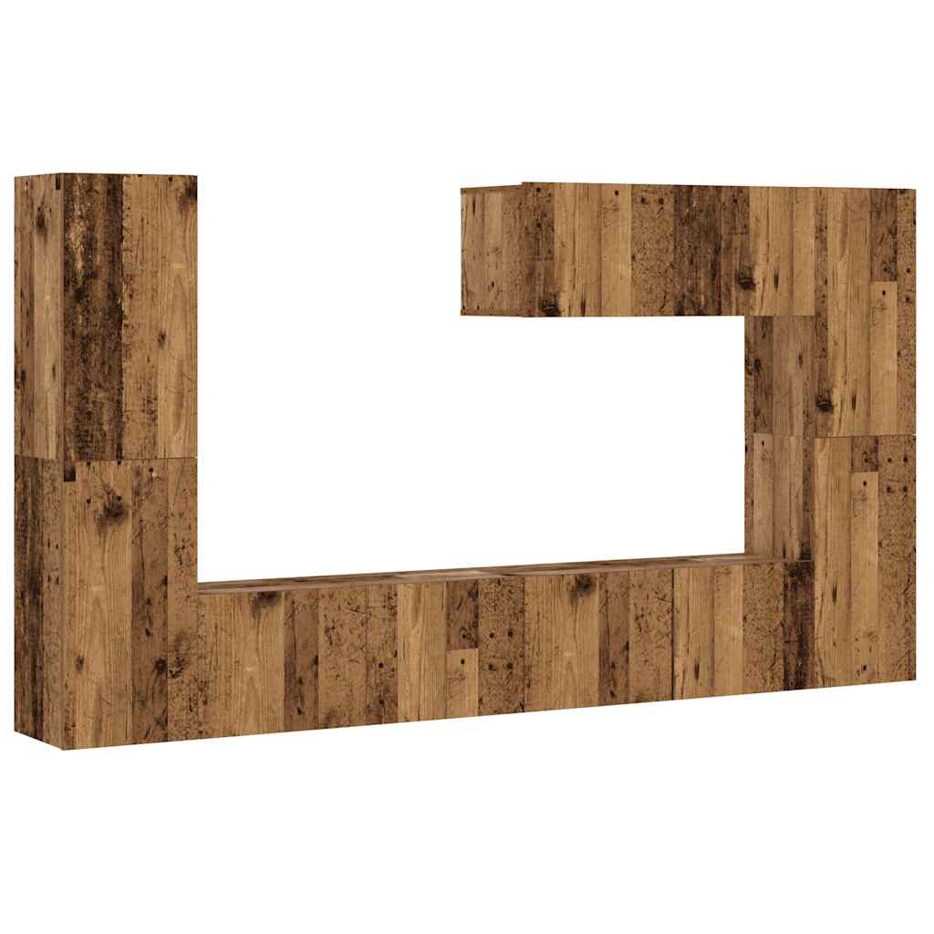 TV wall cabinets 7 pcs. Old wood look wood material