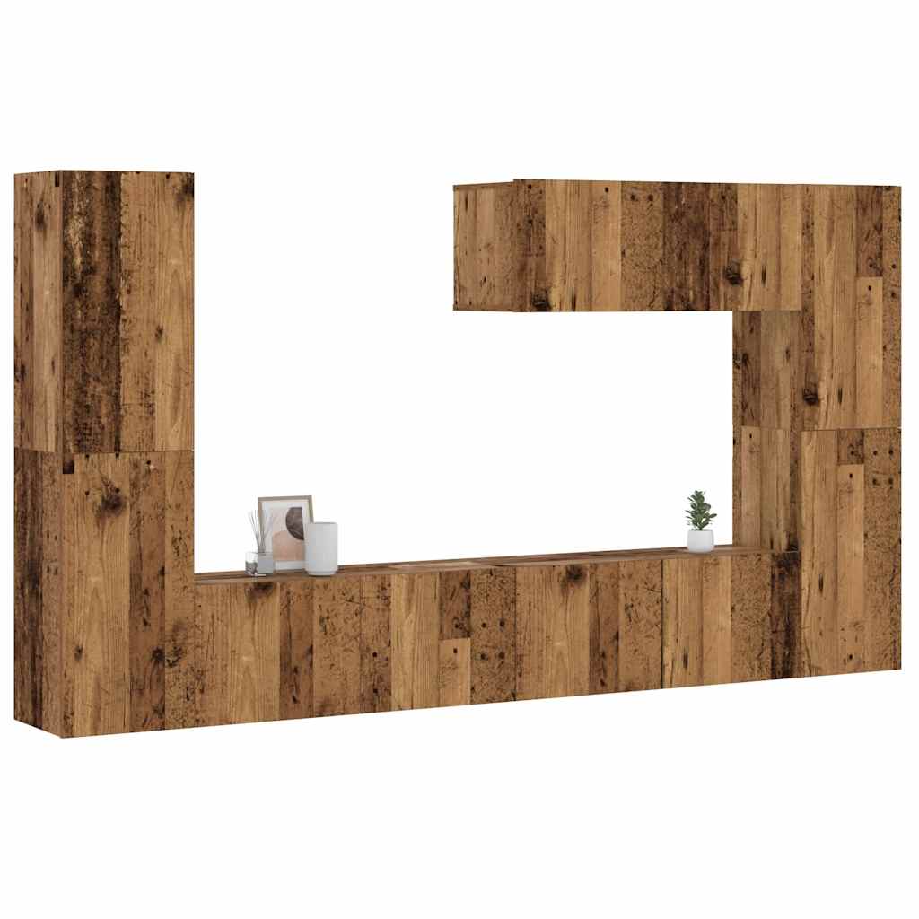 TV wall cabinets 7 pcs. Old wood look wood material