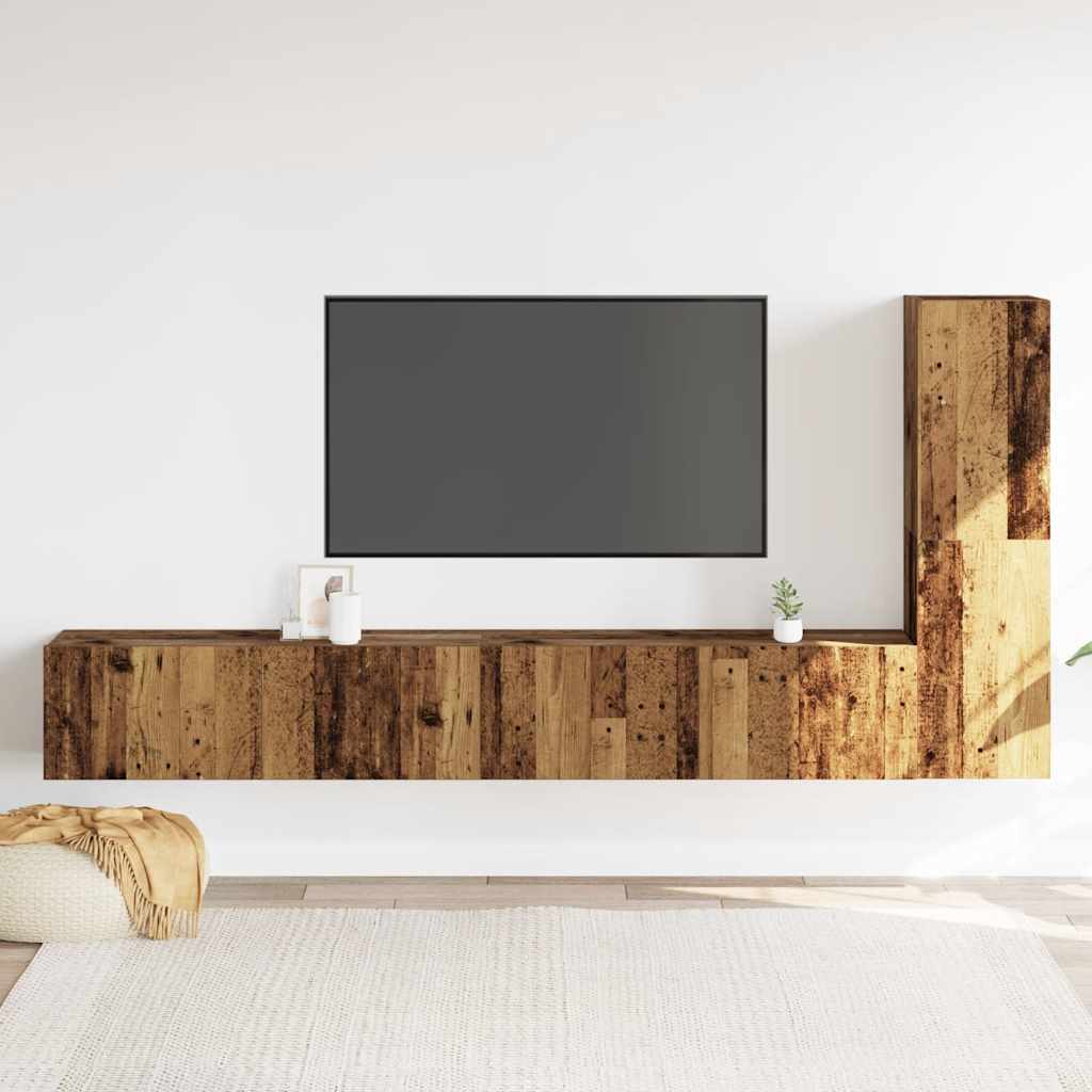 TV wall cabinets 3 pcs. Old wood look wood material