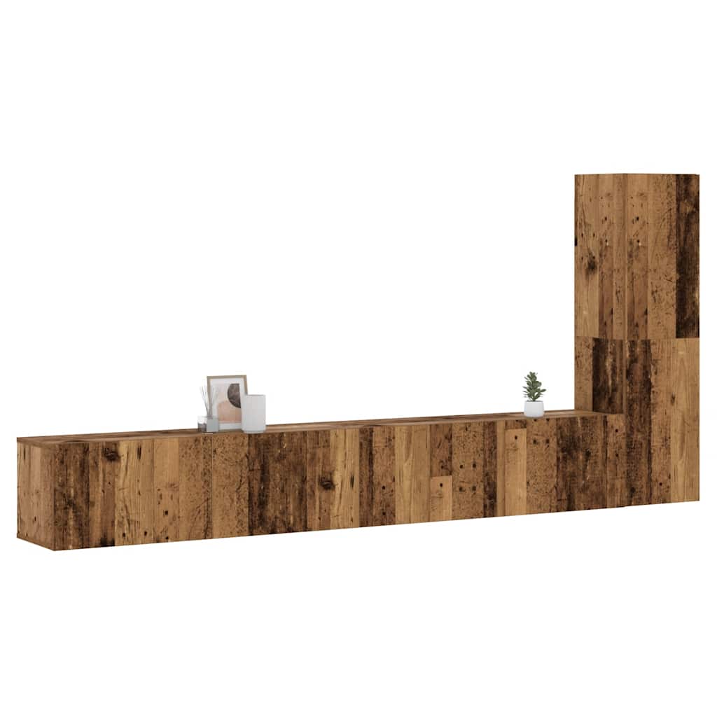 TV wall cabinets 3 pcs. Old wood look wood material
