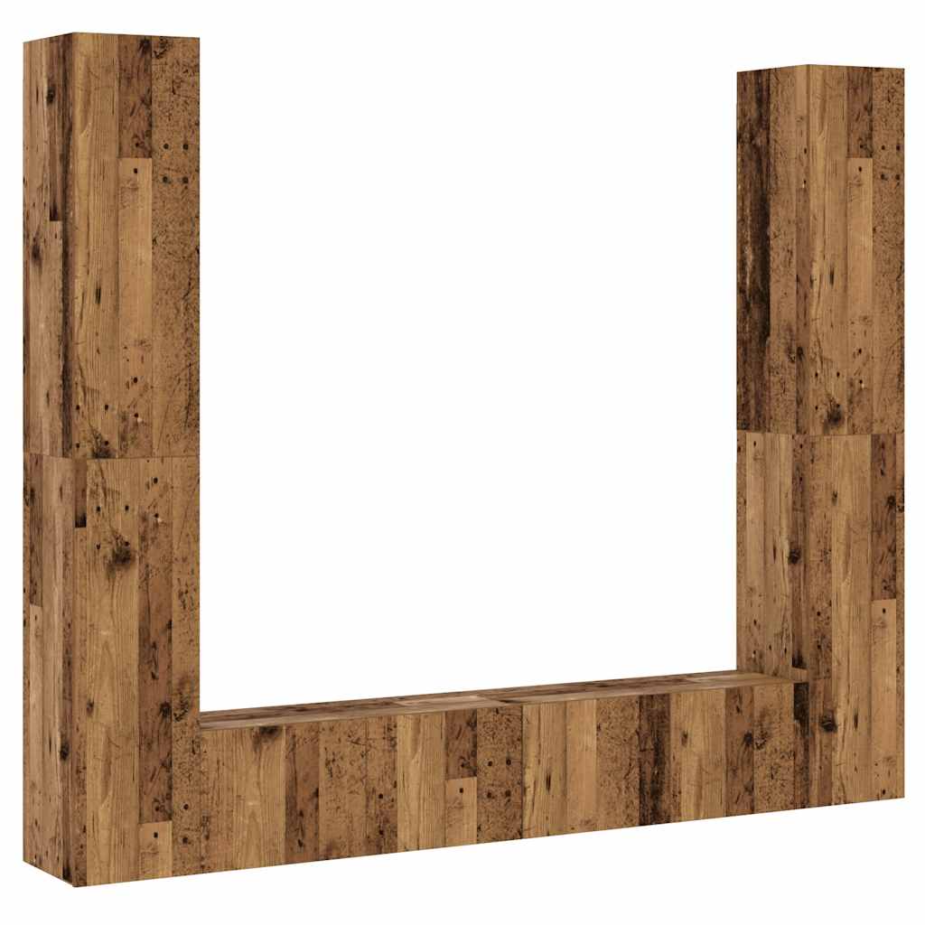 TV wall cabinets 6 pcs. Reclaimed wood look wood material