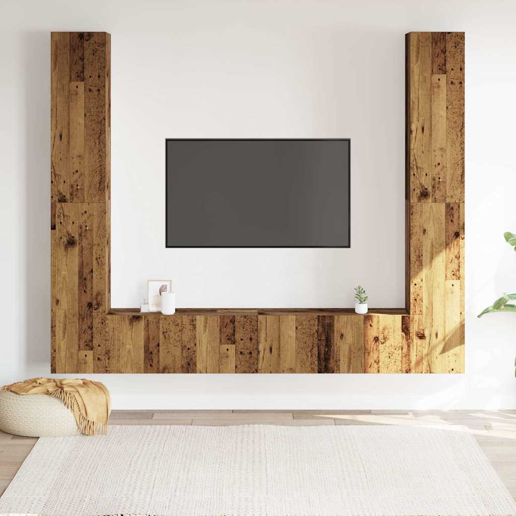 TV wall cabinets 6 pcs. Reclaimed wood look wood material