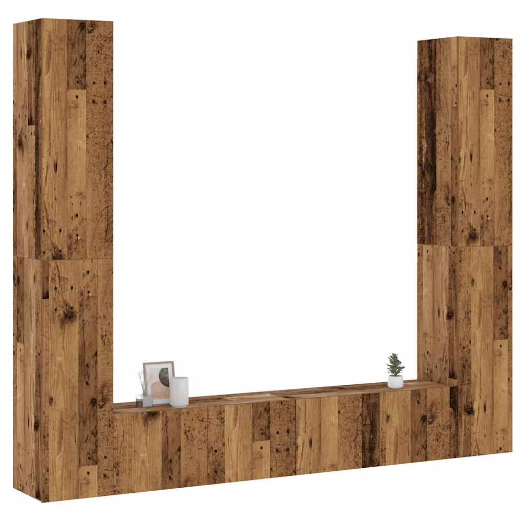TV wall cabinets 6 pcs. Reclaimed wood look wood material