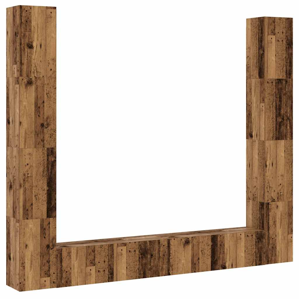 TV wall cabinets 6 pcs. Reclaimed wood look wood material