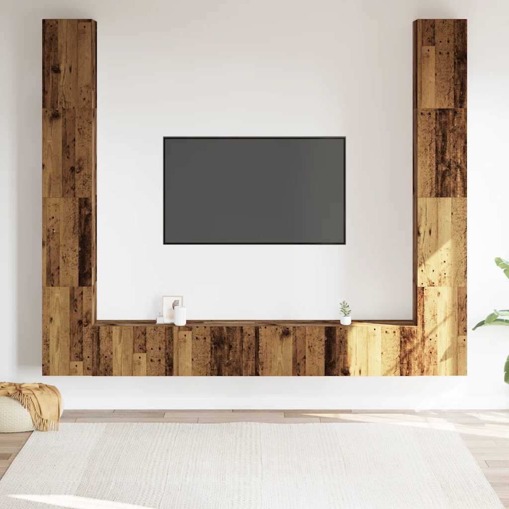 TV wall cabinets 6 pcs. Reclaimed wood look wood material