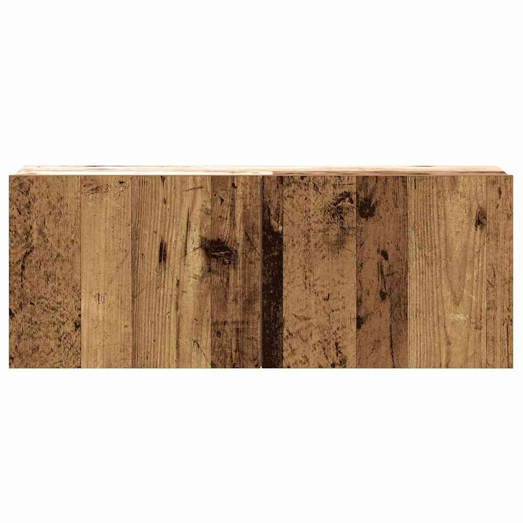 Ensemble de meubles TV 3 pièces, fixation murale, aspect bois récupéré, matériau à base de bois
