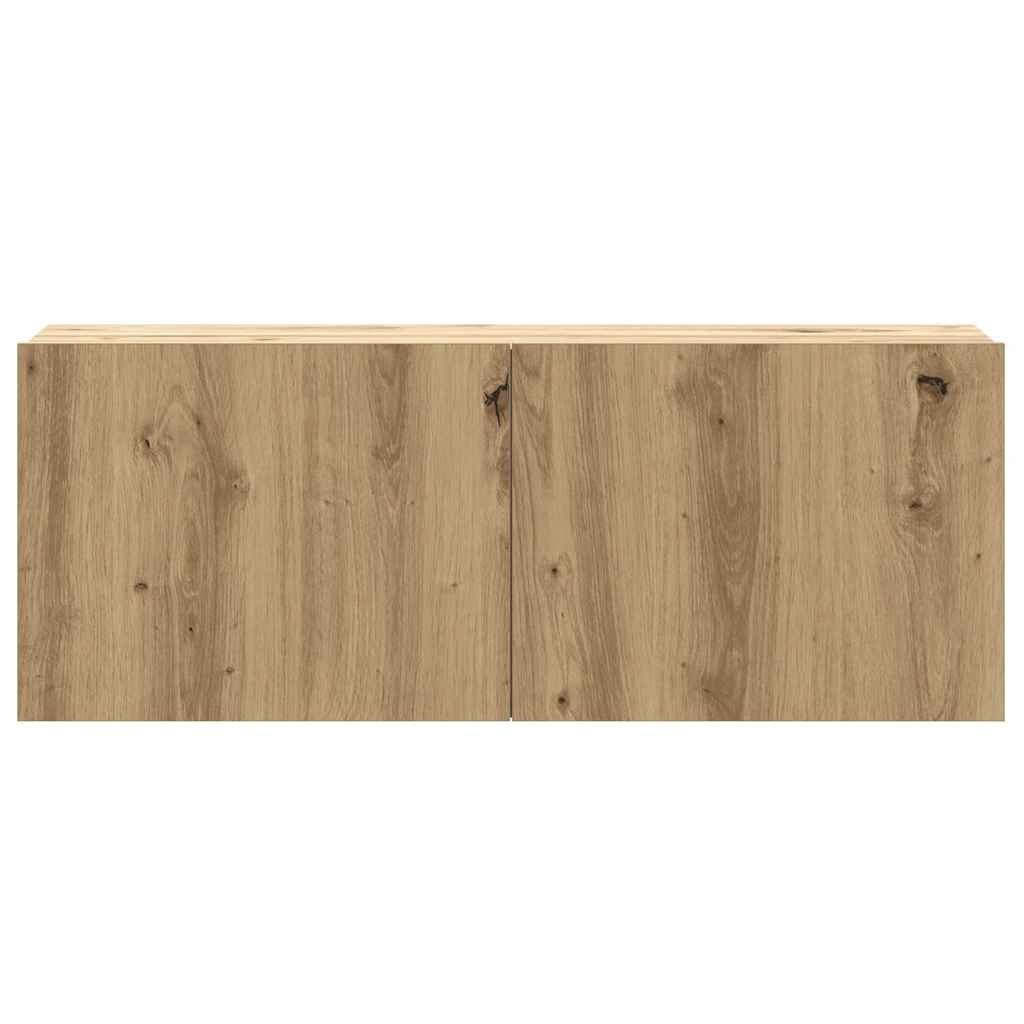 Ensemble de meubles TV 3 pièces, fixation murale, en bois de chêne artisanal