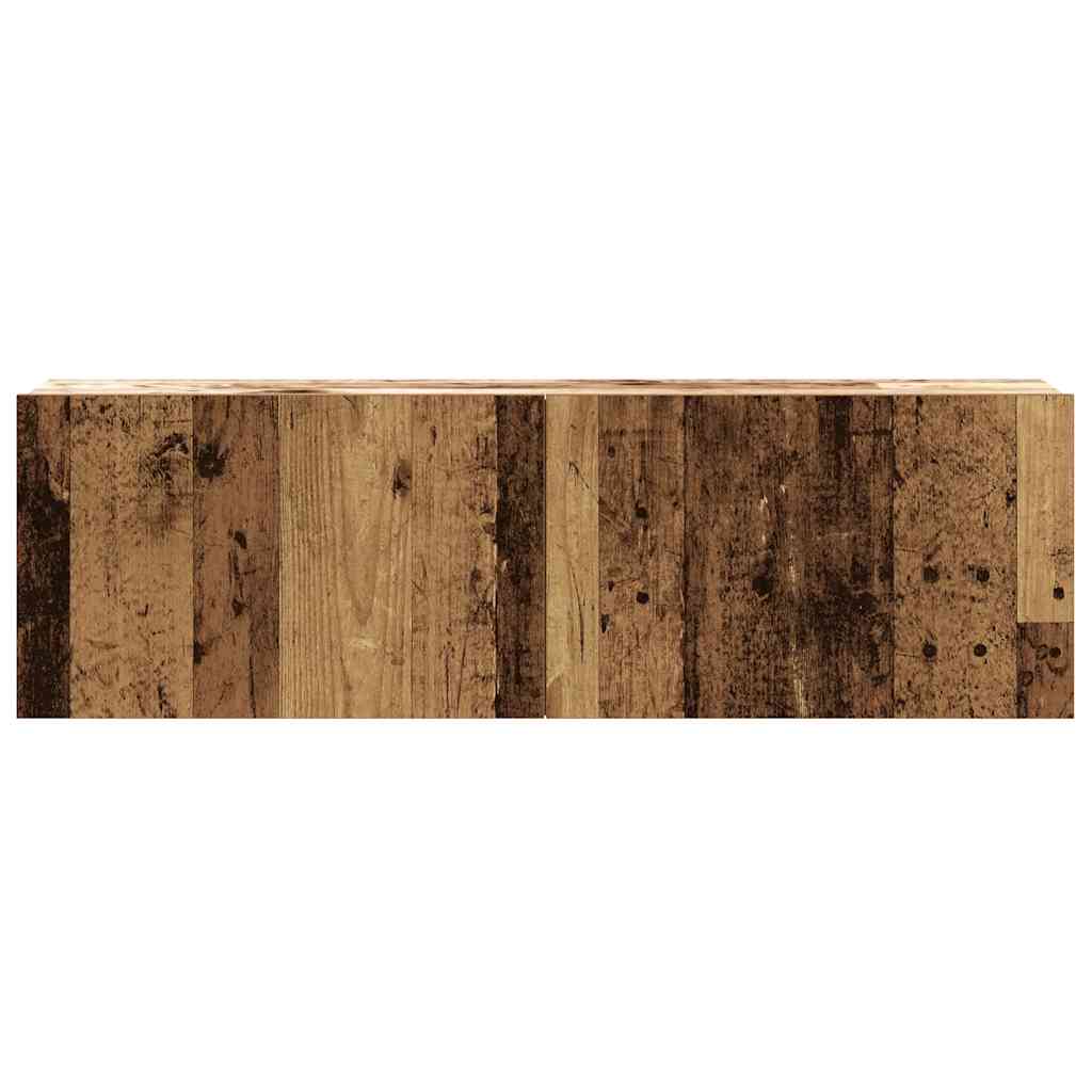 Ensemble de meubles TV 2 pièces, fixation murale, aspect bois récupéré, matériau à base de bois